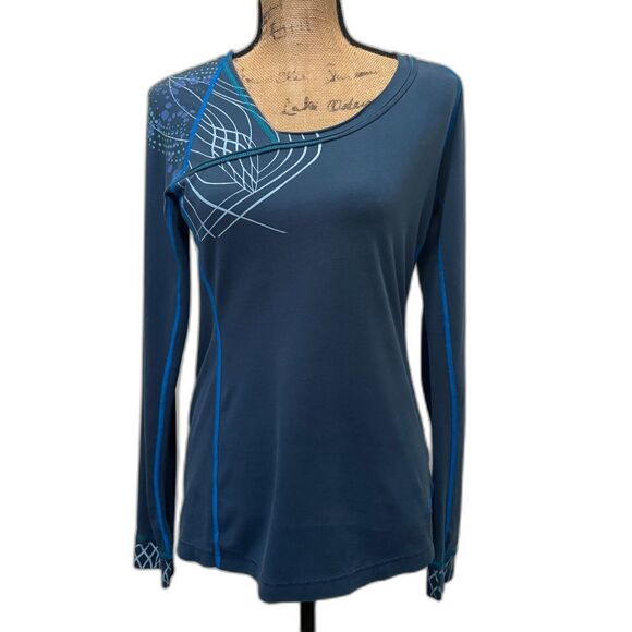 Mountain Hardwear Womens‎ Long Sleeve Tech Tee Asymmetric Neck Blue Size Medium - Picture 1 of 4